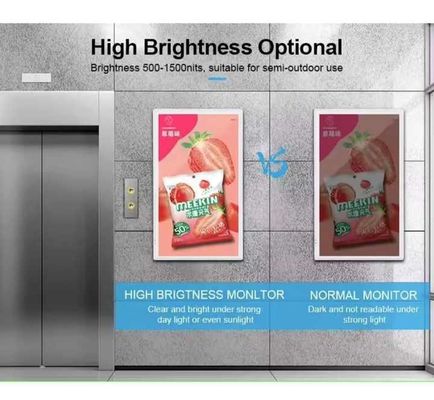 Schermo pubblicitario digitale montato a muro per l'ascensore interno per display pubblicitario personalizzabile