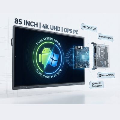 Lavagna Interattiva Touch Screen da 85 pollici con processore Octa Core RK3588 e 16 GB di RAM per un funzionamento ad alta velocità